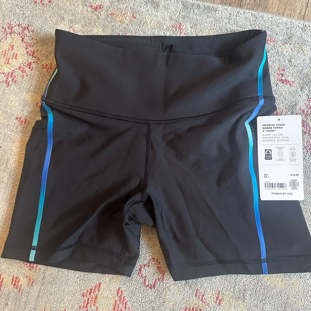 Athleta Interval Stash Ombré Tipped 5” bike shorts size S